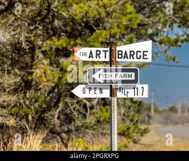 a group of signs on napeague stretch Stock Photo