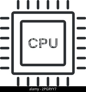 CPU for computer and smartphone icon in flat style. Processor chipset vector illustration on isolated background. Microchip sign business concept. Stock Vector