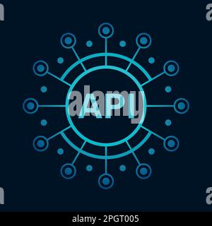 API icon in flat style. Software integration vector illustration on isolated background. Algorithm programming sign business concept. Stock Vector