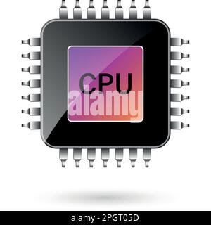 CPU for computer and smartphone icon in flat style. Processor chipset vector illustration on isolated background. Microchip sign business concept. Stock Vector