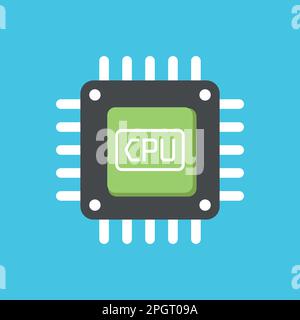 CPU for computer and smartphone icon in flat style. Processor chipset vector illustration on isolated background. Microchip sign business concept. Stock Vector