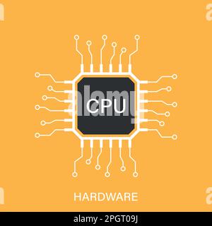 CPU for computer and smartphone icon in flat style. Processor chipset vector illustration on isolated background. Microchip sign business concept. Stock Vector