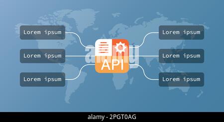 API icon in flat style. Software integration vector illustration on isolated background. Algorithm programming sign business concept. Stock Vector