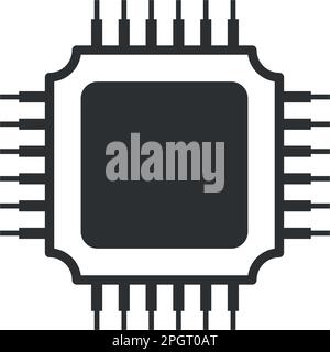 CPU for computer and smartphone icon in flat style. Processor chipset vector illustration on isolated background. Microchip sign business concept. Stock Vector