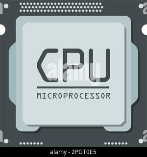 CPU for computer and smartphone icon in flat style. Processor chipset vector illustration on isolated background. Microchip sign business concept. Stock Vector