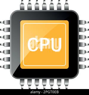 CPU for computer and smartphone icon in flat style. Processor chipset vector illustration on isolated background. Microchip sign business concept. Stock Vector