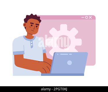 Web developer job flat concept vector spot illustration Stock Vector