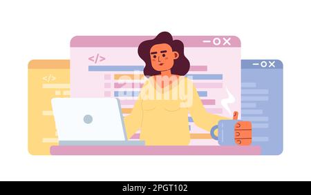Writing code job flat concept vector spot illustration Stock Vector