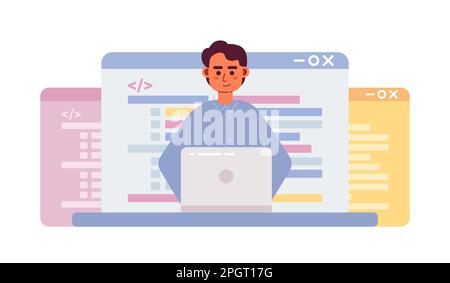 Coding career flat concept vector spot illustration Stock Vector