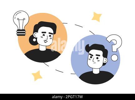 Working remotely in team line concept vector spot illustration Stock Vector