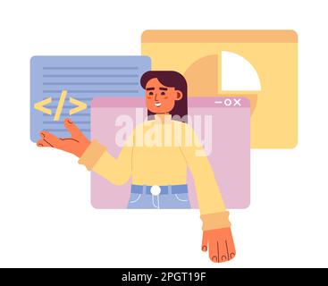 Web development online courses flat concept vector spot illustration Stock Vector