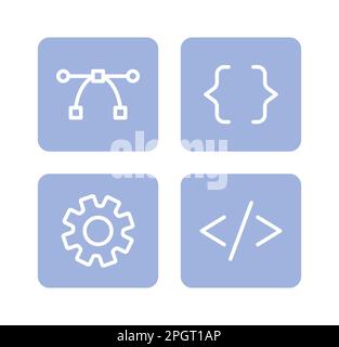 Website, app development buttons semi flat color vector icons pack Stock Vector