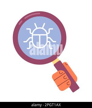 Finding bugs in code flat concept vector spot illustration Stock Vector