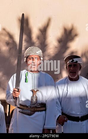 Traditional Omani sword (khanjar) dance, Nizwa, Oman Stock Photo