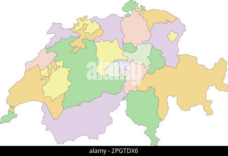 Switzerland - Highly detailed, editable political map. Stock Vector