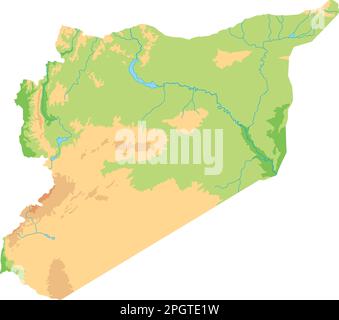 High detailed Syria physical map. Stock Vector