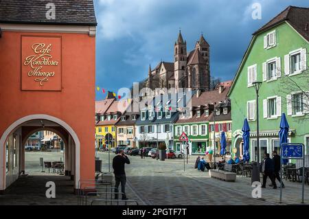 Breisach am Rhein, Germany - February 22, 2023: Historic town of Breisach with a view of the old town and the cathedral, Baden-Wurttemberg Stock Photo