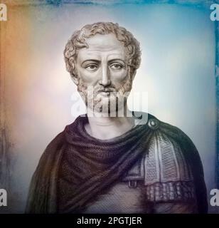 Gaius Plinius Secundus, AD 23/24 – 79, called Pliny the Elder, Roman author, digitally altered Stock Photo