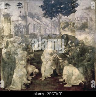 Adoration of the Magi from 1480 until 1482 by Leonardo da Vinci Stock Photo