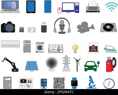 Set of thirty four technology icons Stock Vector