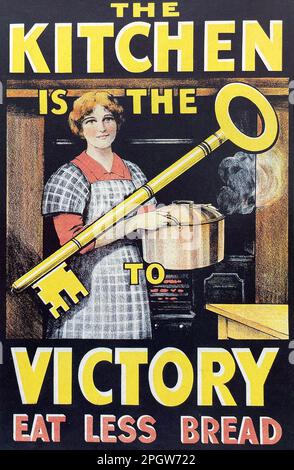 THE KITCHEN IS  THE KEY TO VICTORY British WWI poster Stock Photo