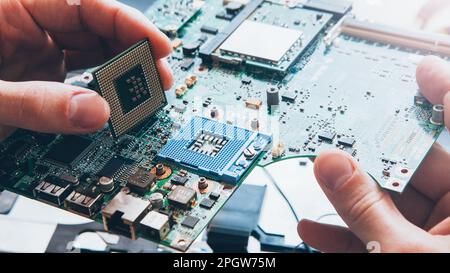 tech support hardware repair cpu motherboard Stock Photo