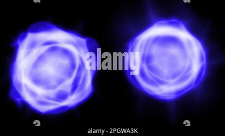 flame fire two cloud or smoke purple and blue circle space round Stock Photo