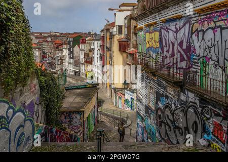Colorful street art in Porto, Portugal Stock Photo