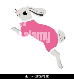 cute bunny jumping illustration of pet isolated Stock Vector