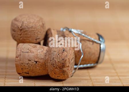 Champagne cork in a closeup Stock Photo