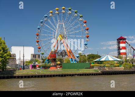 Tigre, Argentina - 7 February 2023: Ferris wheel in the Parque de la Costa funfair and theme park Stock Photo