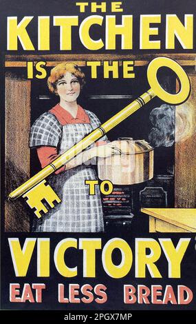 THE KITCHEN IS THE KEY TO VICTORY British propaganda poster about 1915 Stock Photo