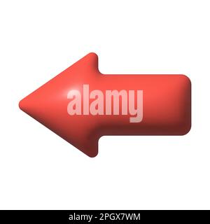 3d arrow pointing left red color. Vector illustration Stock Vector