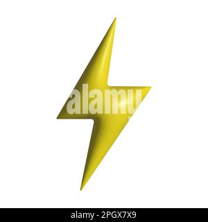 3d lightning bolt icon. Vector illustration isolated on white background Stock Vector