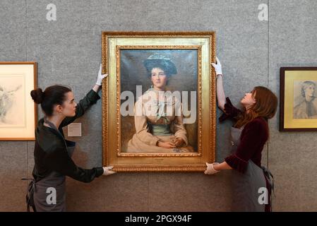 Bonhams is delighted to present the forthcoming sale of 19 th century & British Impressionist Art , taking place on the 29 March 2023 . Among the sale highlights are masterpieces by John William Godward , frederic ,Lord Leighton and John Everett Millais . The sale also includes important works by Vasilli Polenov , Ivan Aivazovsky and Vistor Gabriel Gilbert . The sale will be on view every day from Friday 24 March 2023 ... Stock Photo