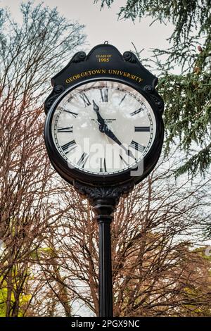 Street clock on the Georgetown University campus in Washington D.C., USA. Stock Photo