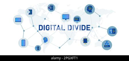 Digital divide gap of technology internet knowledge between generation Stock Vector