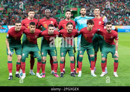 March 23, 2023. Lisbon, Portugal. Portugal starting team for the 1st Round of Group J for the Euro 2024 Qualifying Round, Portugal vs Liechtenstein Credit: Alexandre de Sousa/Alamy Live News Stock Photo
