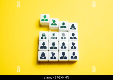 Gather people into a team. Recruitment of candidates. Form a new team. Organization of the work of a business company. Putting people in their places. Stock Photo