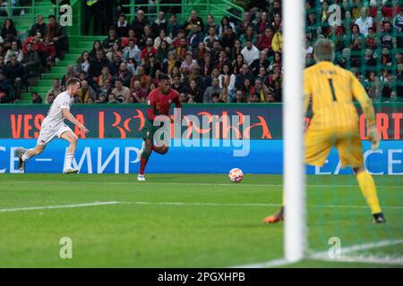 March 23, 2023. Lisbon, Portugal. Portugal's and Milan forward Rafael Leao (15) in action during the 1st Round of Group J for the Euro 2024 Qualifying Round, Portugal vs Liechtenstein © Alexandre de Sousa/Alamy Live News Stock Photo