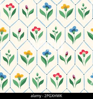 Bright Chintz Romantic Meadow Wildflowers Vector Seamless Pattern Stock Vector