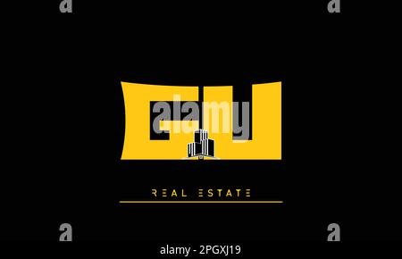 Real Estate letters Initials Monogram logo GU , UG Stock Vector