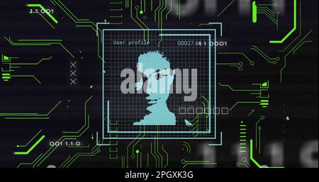 Image of biometric photo and data processing Stock Photo