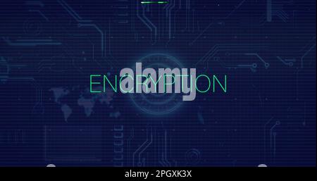 Image of encryption text, circuit board and data processing Stock Photo