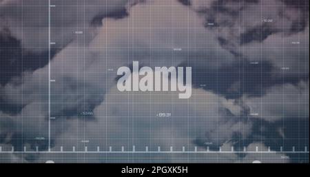 Composition of financial data processing over sky with clouds Stock Photo