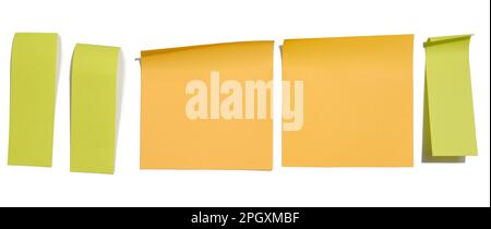 Multi-colored paper stickers for notes on a white background, a place for writing data, notes Stock Photo