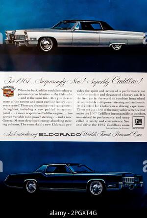 '67 Cadillac Eldorado advert in a Natgeo magazine, November 1966 Stock Photo