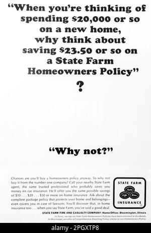State Farm Insurance advert in a Natgeo magazine, May 1965 Stock Photo