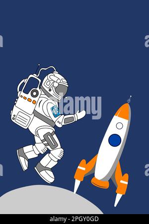 Vector of an astronaut walking in space Stock Vector