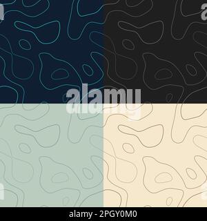 Topography patterns. Seamless elevation map tiles. Authentic isoline background. Trendy tileable patterns. Vector illustration. Stock Vector
